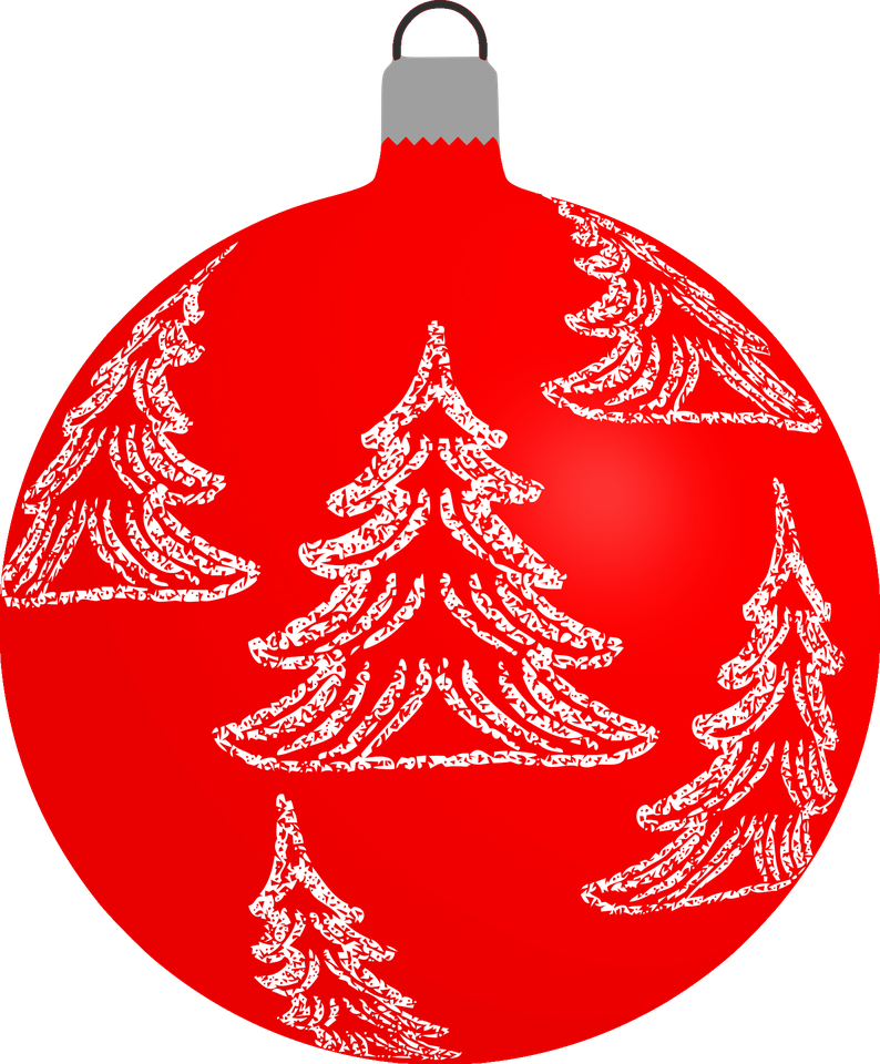 Red Christmas Bauble Transparent Background (black, red)