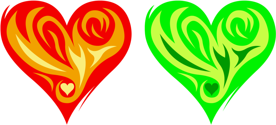 Red Green Fire Heart Transparent Png (lime, red, yellow, black, orange)