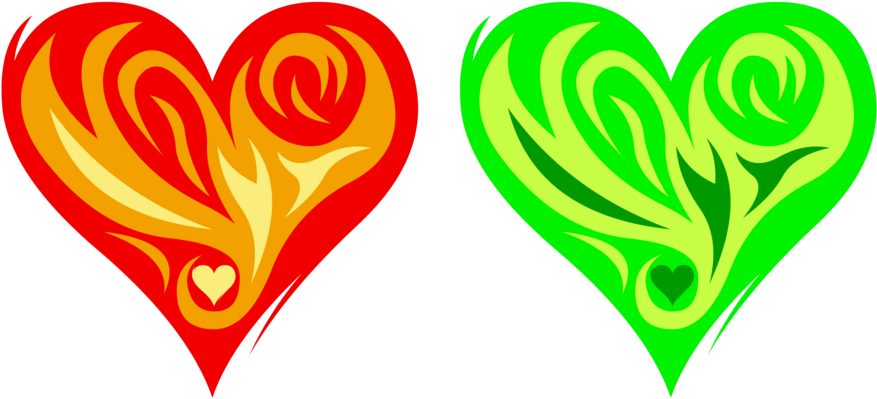 Red Green Fire Heart Transparent Png (lime, black, red, yellow, orange)