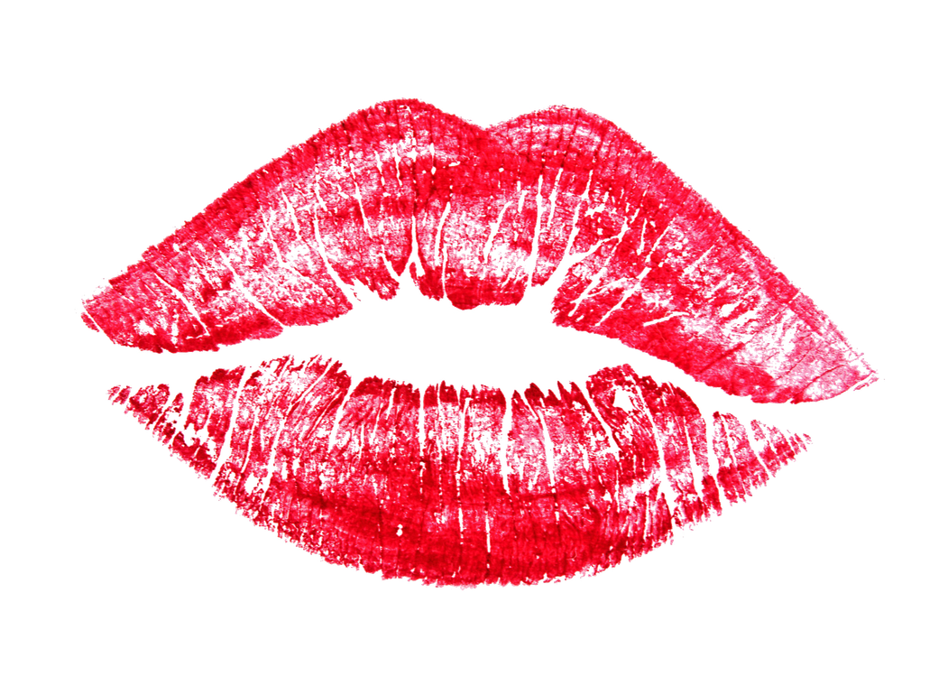 Red Kiss Transparent Background (black, salmon)