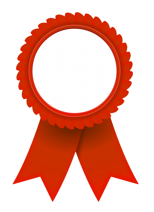 Red Ribbon Badge Transparent Png (black, white, chocolate, red)