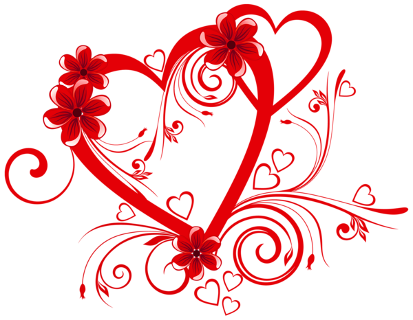 Red Vector Flower Heart Png Image (red, black)