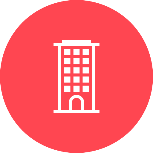 Red Hotel Building Icon Free Png Icon Download (pink, salmon, black, white)