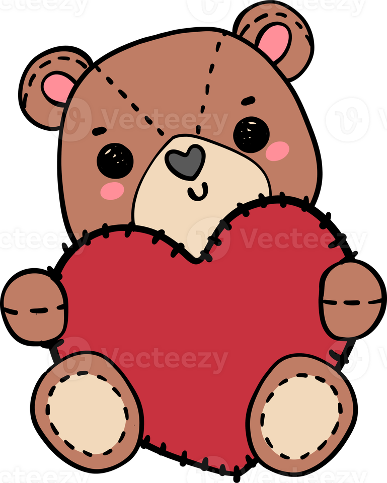 Teddy Bear Cartoon Png File (black, pink, white, salmon, chocolate)