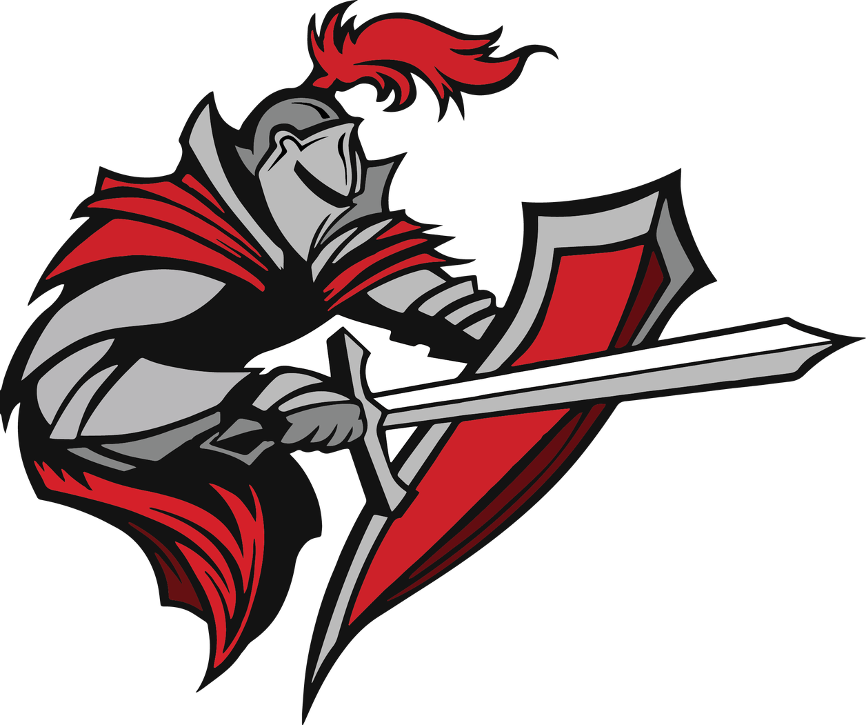 Medieval Knight Png Image (red, white, silver, black)