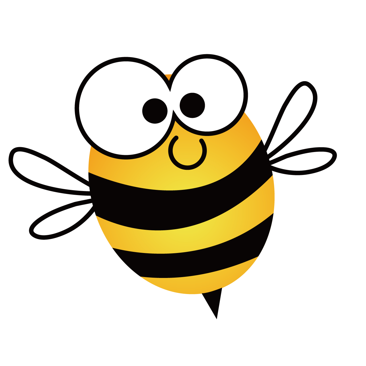 Bee Cartoon Png File (white, black, gold)