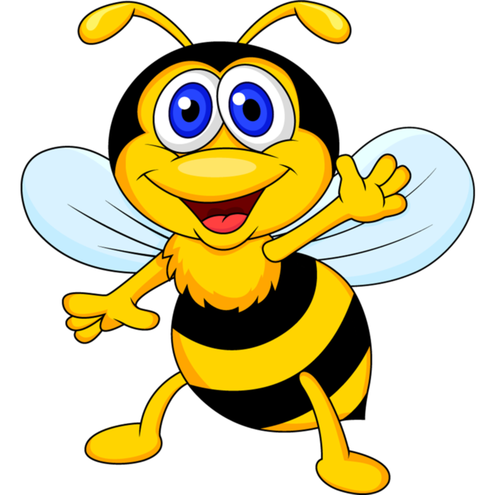 Bee Cartoon Png (white, lavender, black, gold)