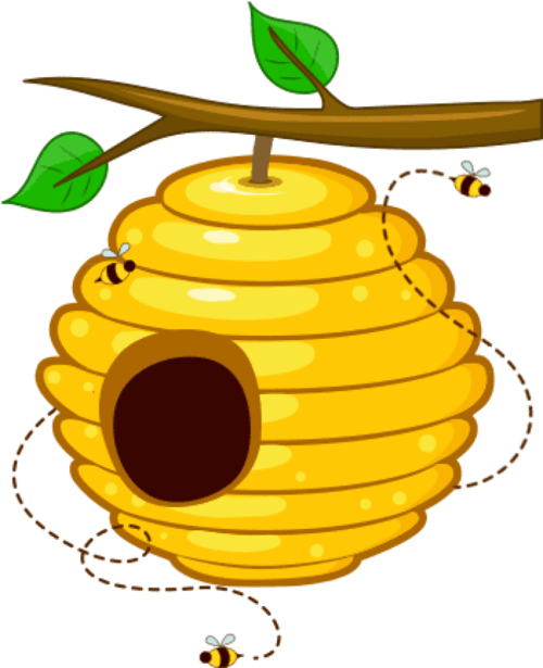 Beehive Cartoon Png File (black, gold)