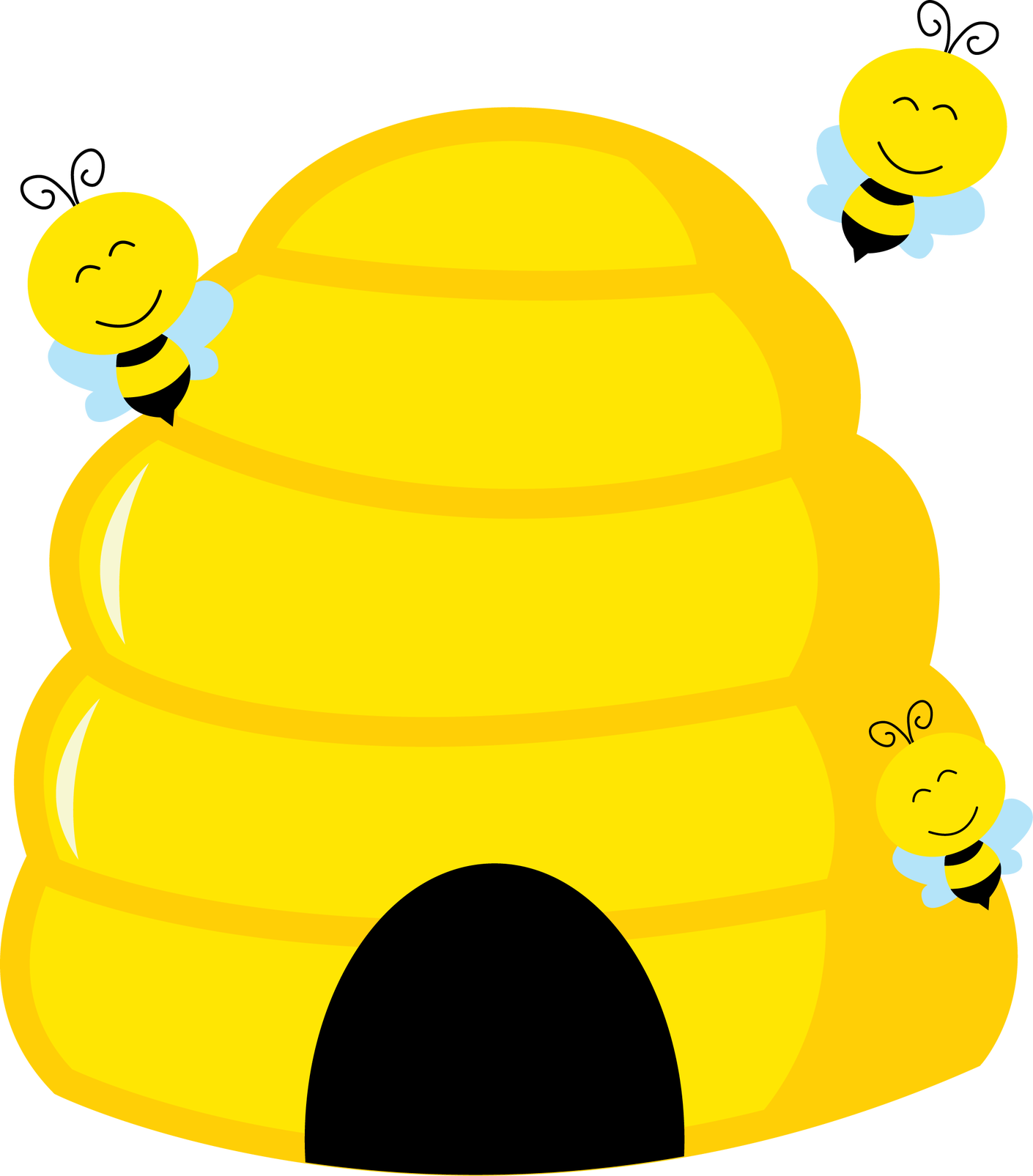 Beehive Cartoon Png Pic (black, gold)