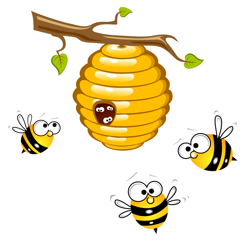 Beehive Cartoon Png Transparent (white, orange, black, gold)