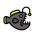 Deep Anglerfish Fish Angler Animal Icon Free Png Icon Download (gray, black)