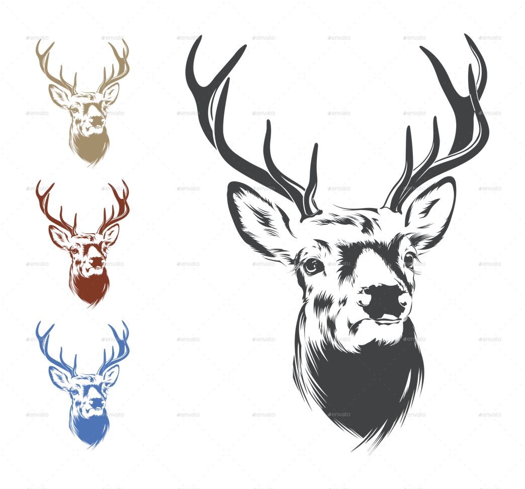 Deer Head Png Image (black, indigo)