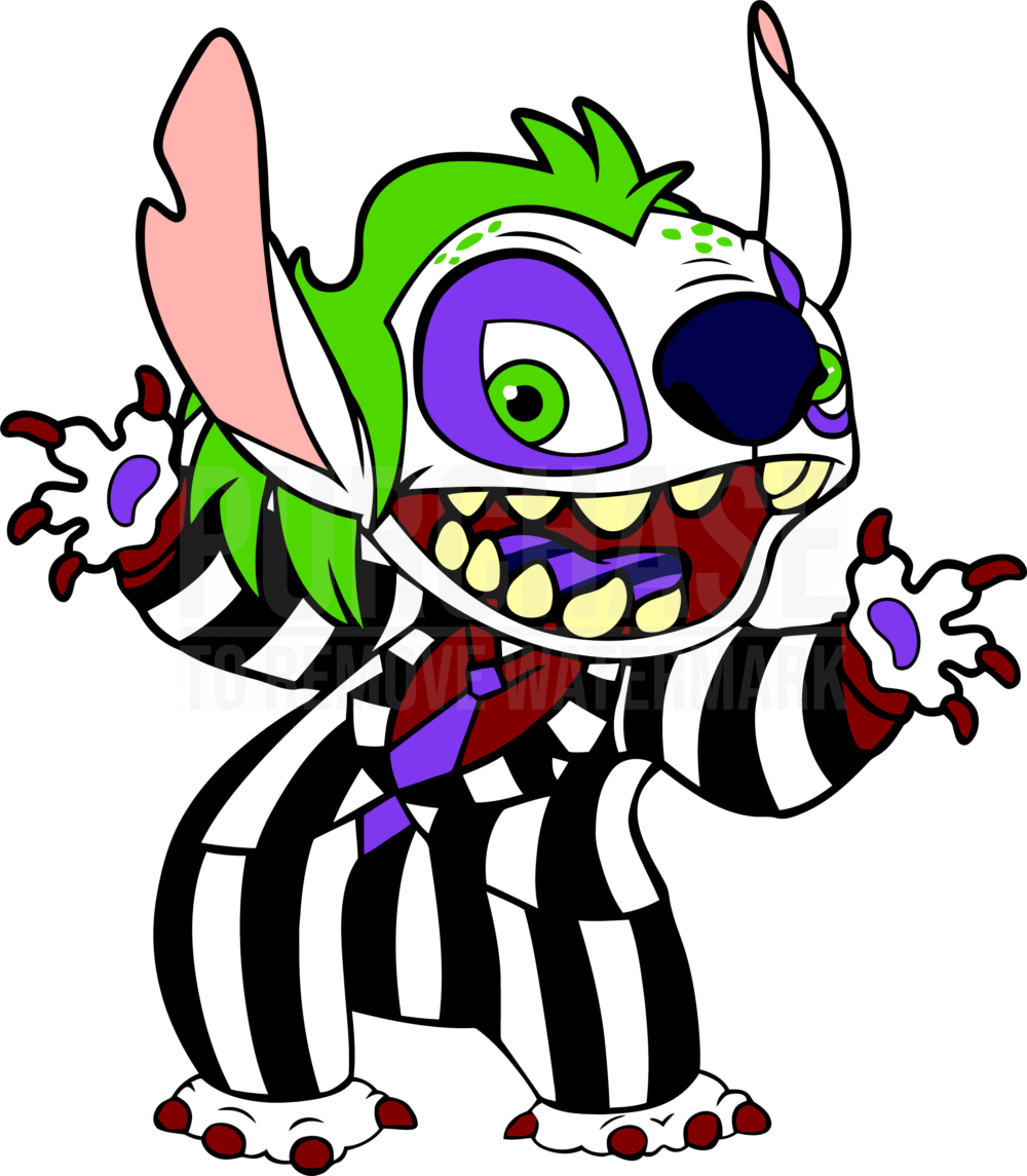 Beetlejuice Png Free Image (lime, white, black, navy, pink)