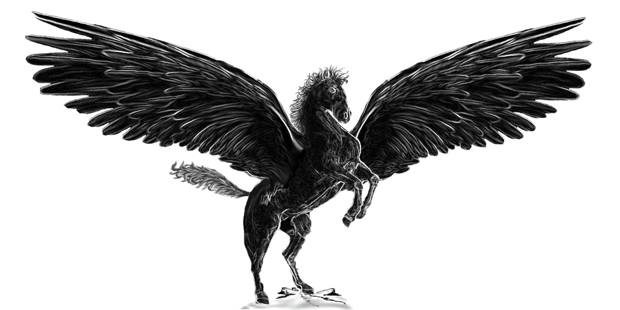 Pegasus Greek Png Clipart (indigo, black, white)