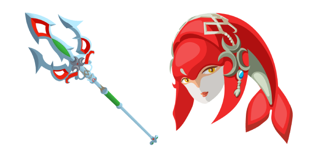 Zelda Mipha Transparent Background (red, maroon, silver, salmon, black)