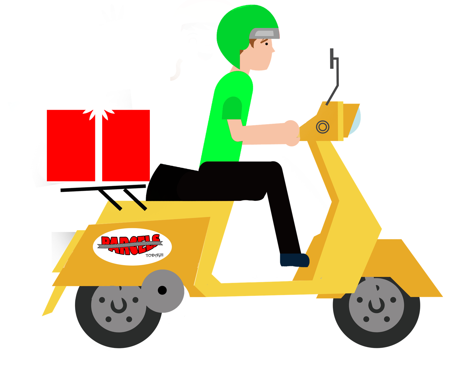 Delivery Boy Vector Png (orange, black, lime, gold, red)