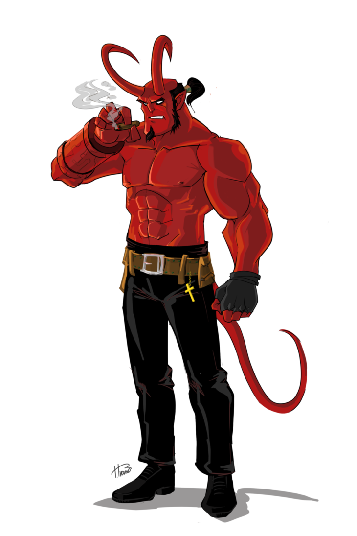 Hellboy Transparent Background (black, maroon)