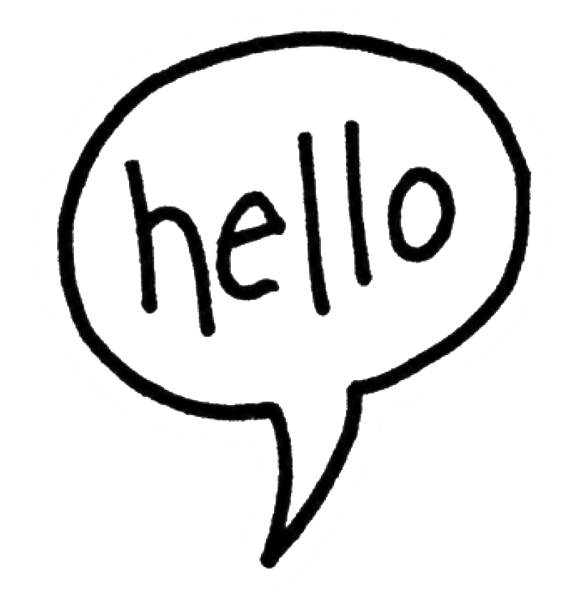 Hello Speech Bubble Transparent (black, white)