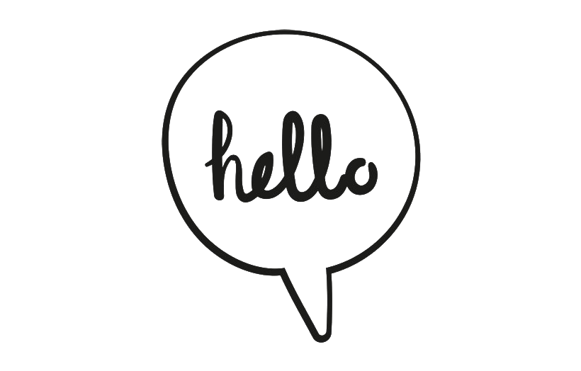 Hello Speech Bubble (black, lavender, white)