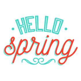 Hello Spring Vector Png Isolated File (black, red, greenish blue, chocolate)