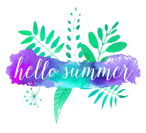 Hello Summer Transparent Background (teal, black)