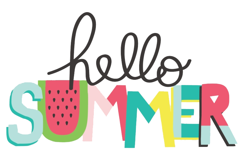 Hello Summer Word Png Photos (salmon, teal, gold, mint, white)