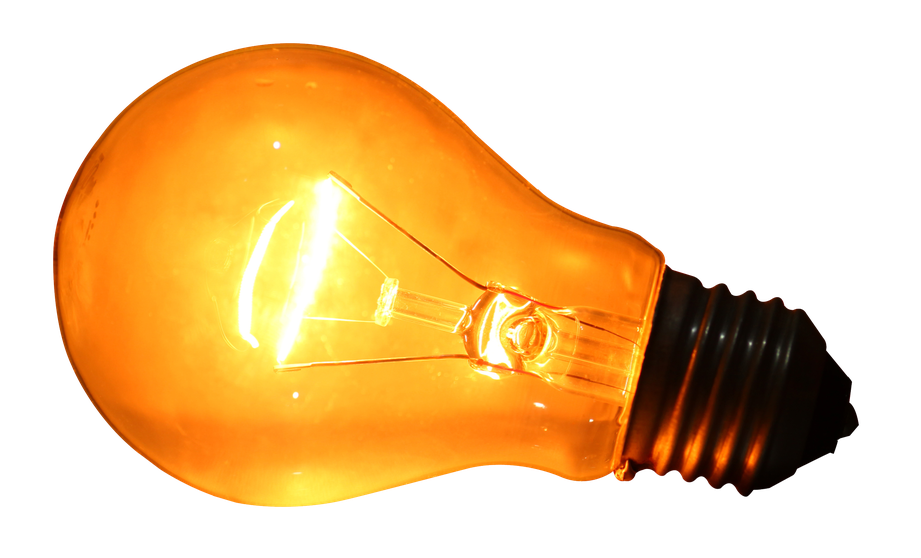 Yellow Bulb Transparent Png (black, white, orange)