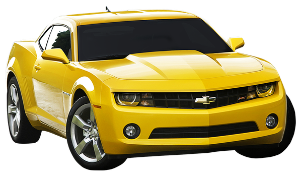 Yellow Camaro Transparent Png (black, white)