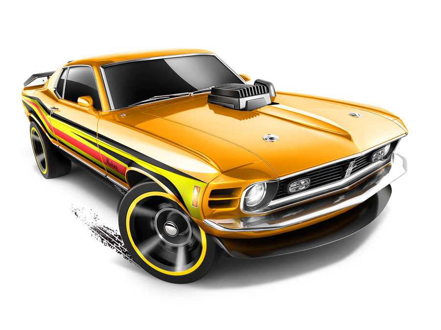 Yellow Ford Mustang Transparent Background (black)