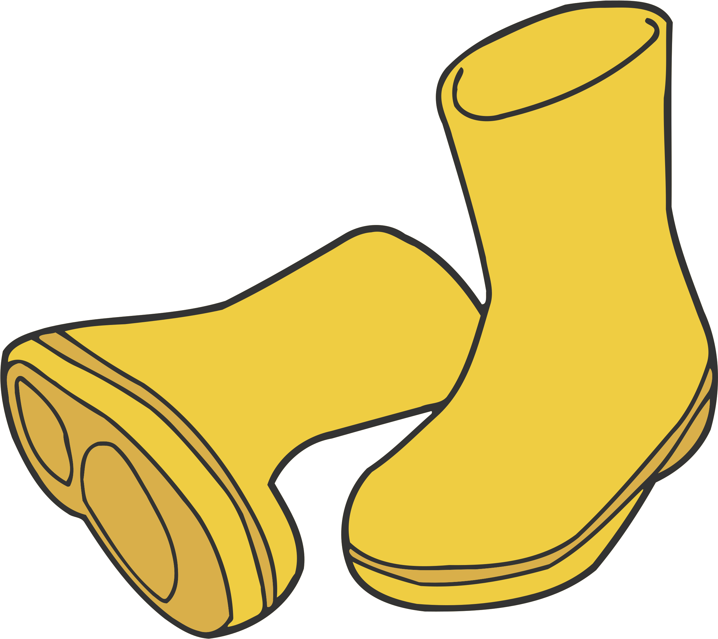 Yellow Rain Boots Png (gold, black, salmon)