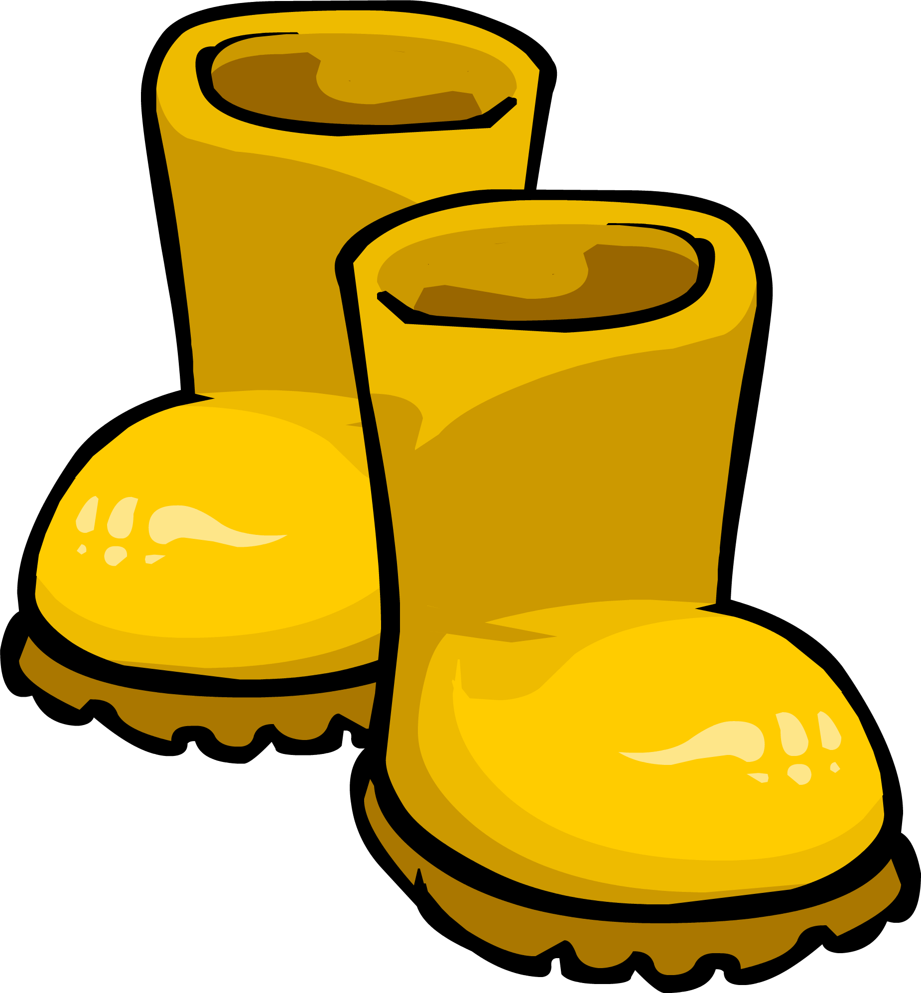 Yellow Rain Boots Transparent (gold, black, orange, white)