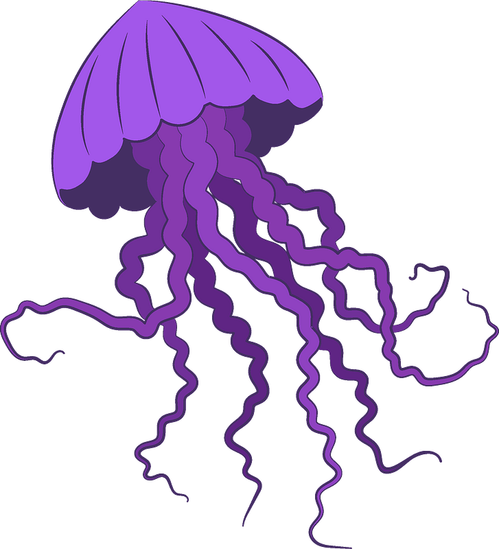 Jellyfish No Background (purple, indigo, gray, violet)