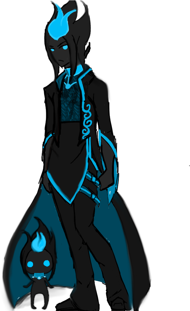 Demon Anime Boy Png File (black, teal)