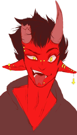 Demon Anime Boy Png Image (black, salmon, maroon, red)