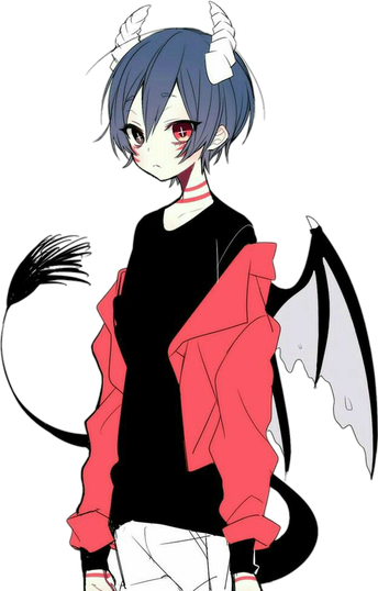 Demon Anime Boy Png Transparent Image (white, lavender, black, salmon)