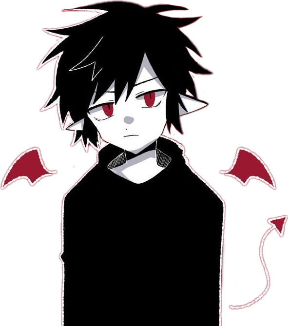 Demon Anime Boy Png Transparent Picture (black, white, maroon)