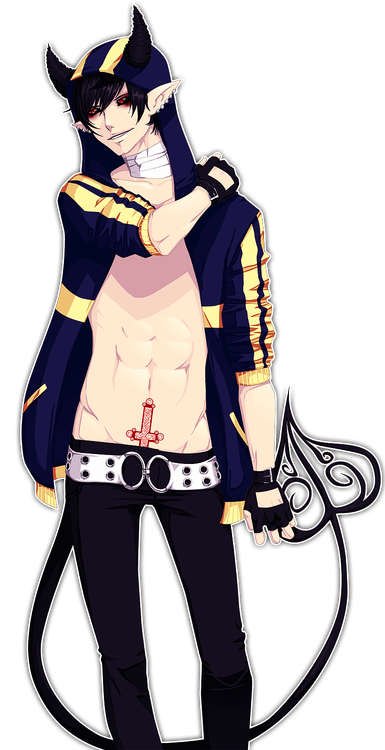 Demon Anime Boy Png Transparent (beige, black)