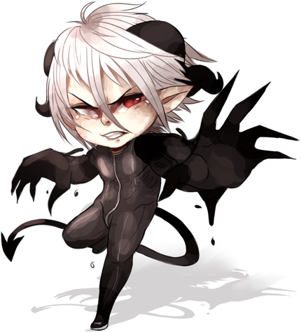 Demon Anime Boy Transparent Background (black, white)