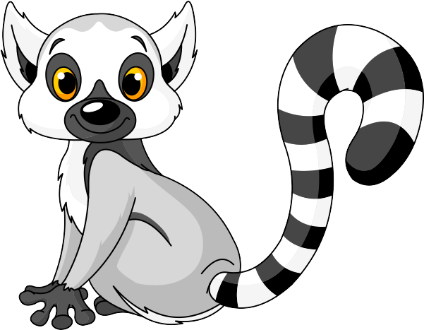 Lemur Vector Png Image (indigo, white, black, lavender, silver)