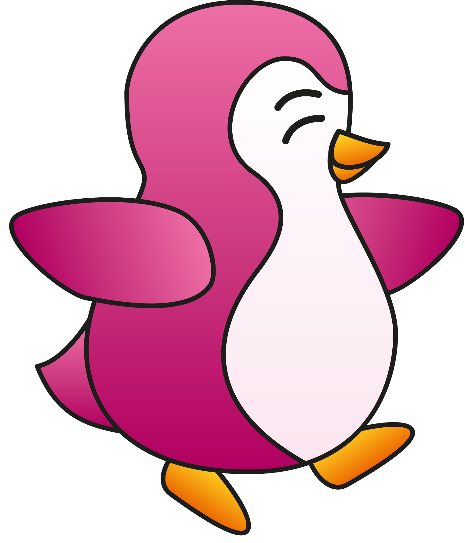 Penguin Png File (lavender, black, white, salmon)