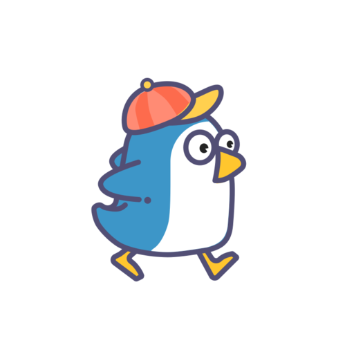 Penguin Free Png Icon (white, salmon, black, teal)