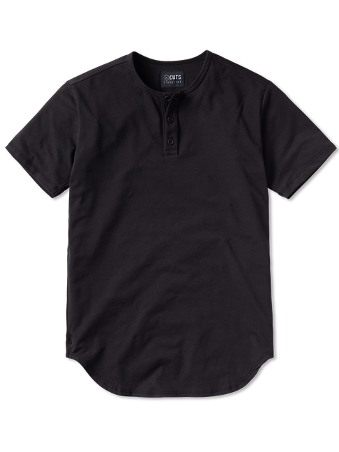 Henley Collar T Shirt Png Hd (black)