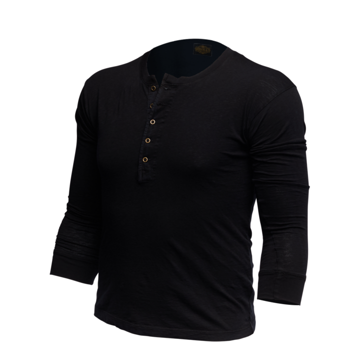 Henley Collar T Shirt Png Image (black)