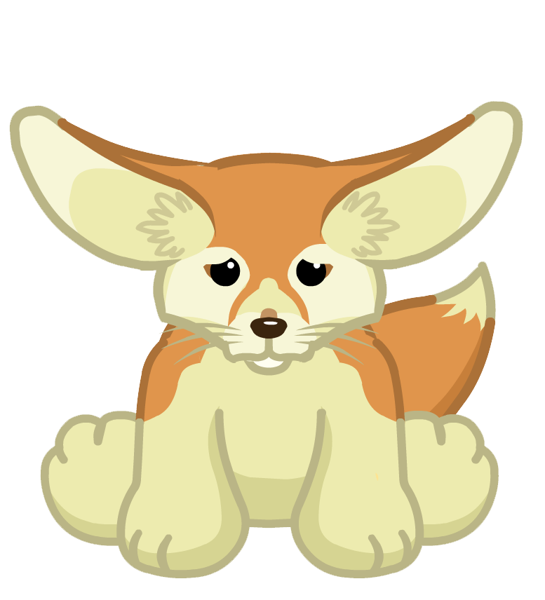 Fennec Fox Transparent Background (beige, silver, salmon, white)