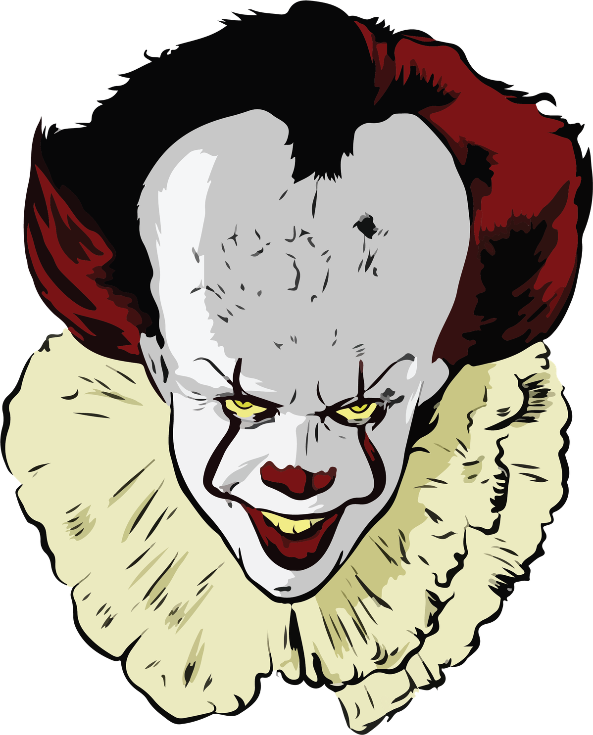 Pennywise Face Transparent Png (white, maroon, silver, black, beige)