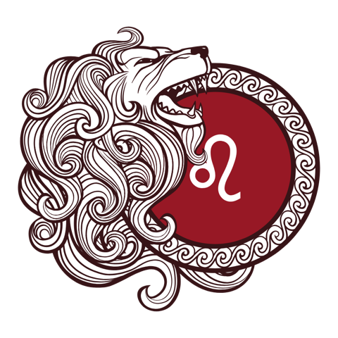 Leo Zodiac Png (white, maroon, black, silver)