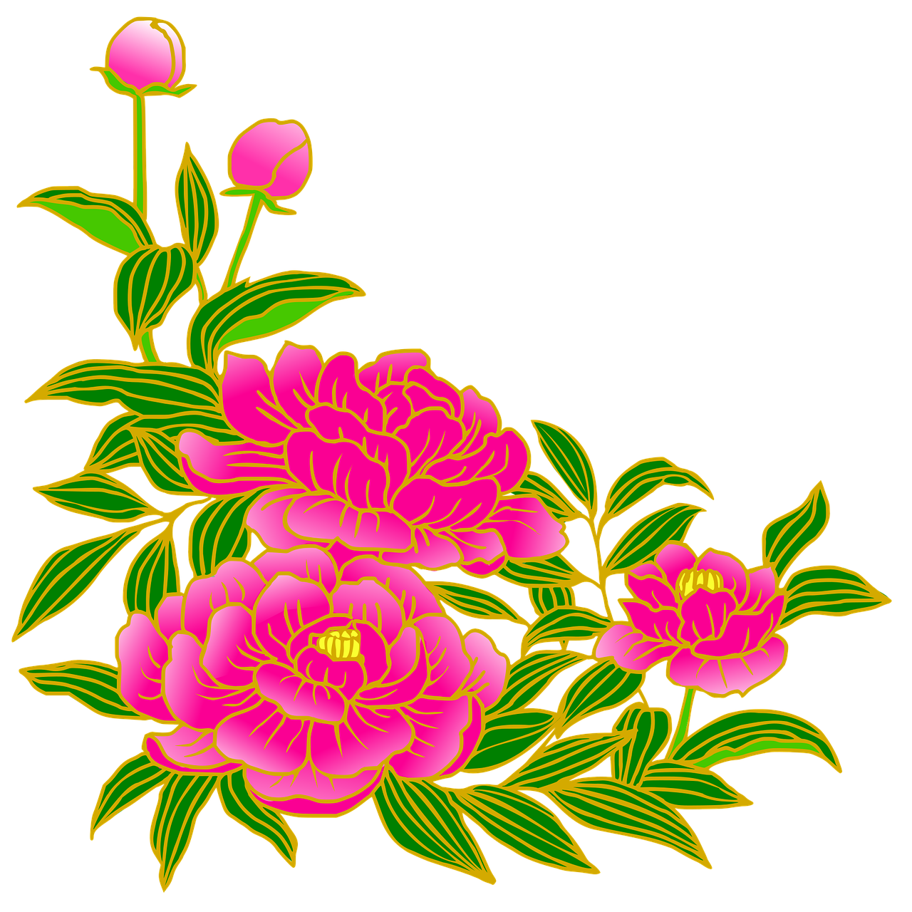 Peony Png Images (black, olive, purplish red)