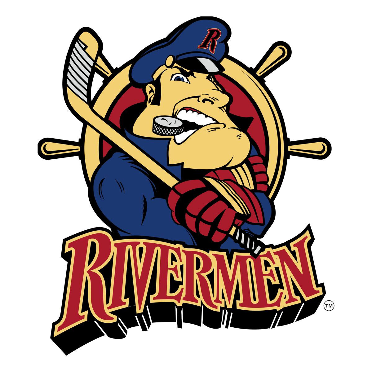 Peoria Rivermen Png (black, maroon, salmon, navy)