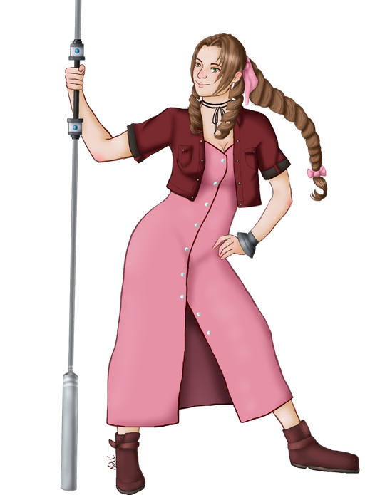 Aerith Gainsborough Png Transparent Picture (maroon, black, plum)