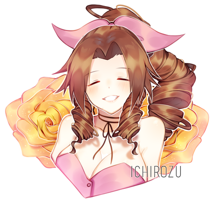 Aerith Gainsborough Transparent Background (white, black)